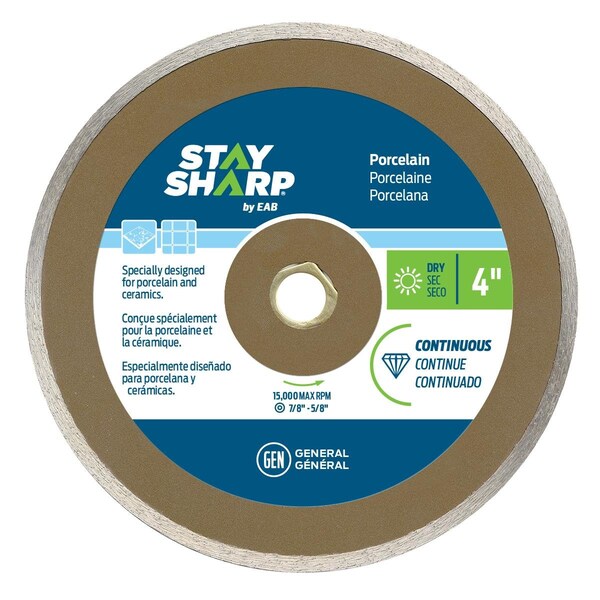 Stay Sharp 4 in. Continuous Rim Porcelain Tile Bronze Diamond Blade - Recyclable 2120322 - main